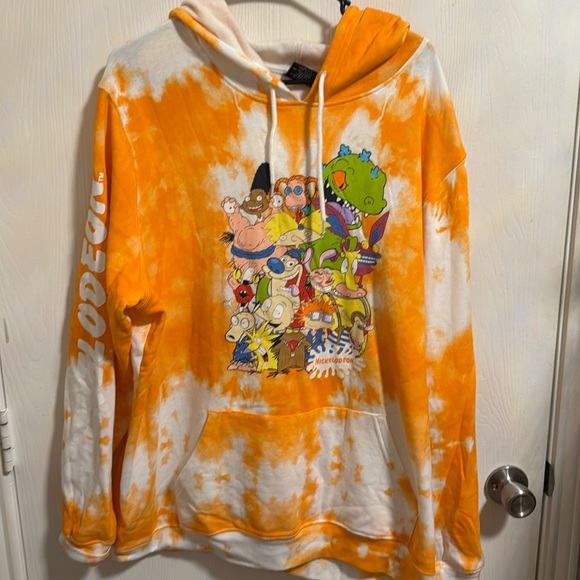Nickelodeon Other - Nickelodeon Rug Rats Tie Dye Orange White Long Sleeve Hoodie Extra Large Men’s